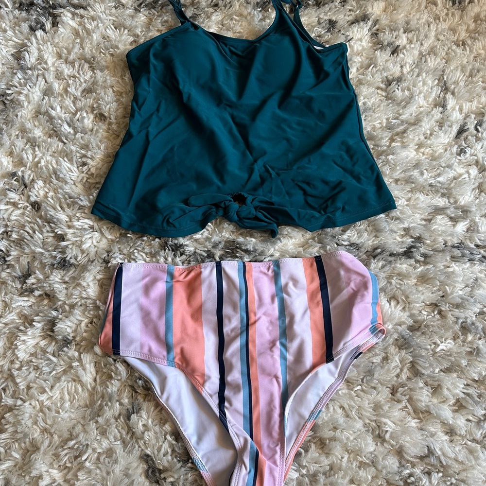 NEW 2-Piece Tankini Swimsuit with High-Waist Bottoms